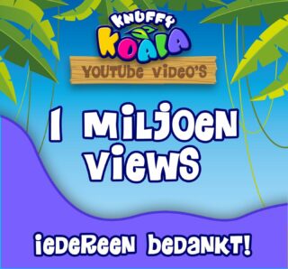 Wauw! De video’s van Knuffy Koala vallen in de smaak! Vandaag zijn we de magische grens van 1.000.000 views op de video’s voorbij gegaan!

Wij zijn erg blij dat veel papa’s, mama’s, oma’s, opa’s, oppassen, verzorgers, juffen en meesters.. maar VOORAL de kindjes de video’s in zo’n korte tijd hebben gevonden!